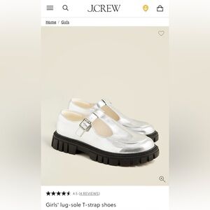 J. Crew Crewcuts Silver Girls Lug-Sole T-Strap Shoe K1 NEW